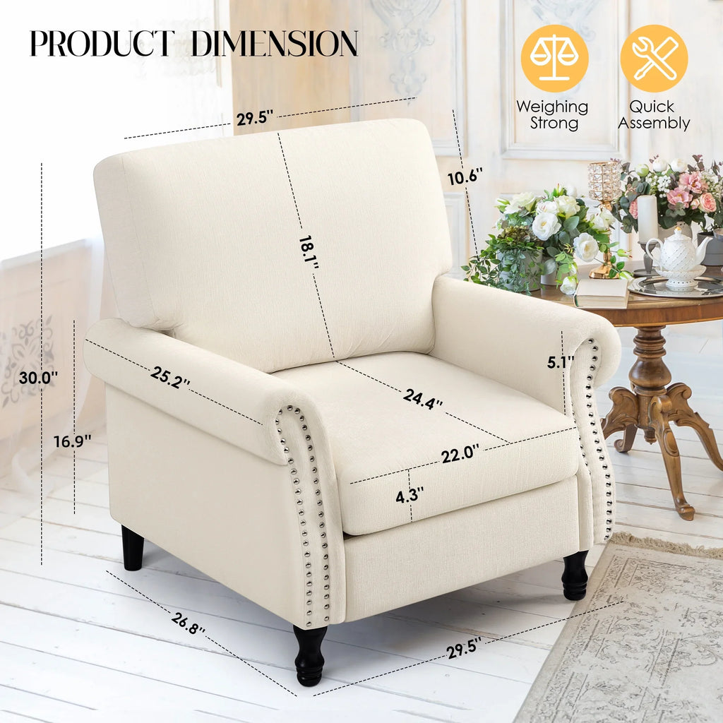 2026 NewCOOLHUT Modern Accent Chair Armchair, Linen Fabric Upholstered Comfy Single Sofa with Solid Wood Frame for Living Room, Gray