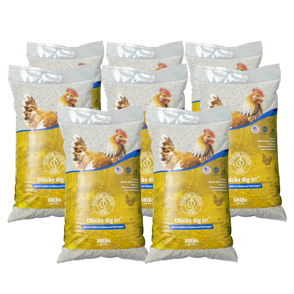 Premium Chicken Sand, Odor Eliminating Bedding for Coops, 50 Lb Bag, 8 Pack