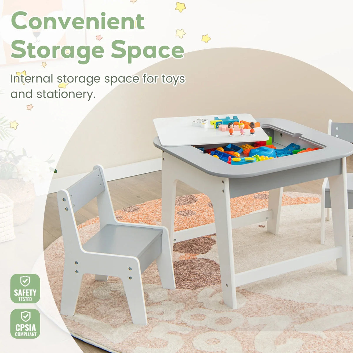 2026 NewOLAKIDS Kids Table and Chair Set, 3 in 1 Wooden Activity Table with Removable Tabletop, Blackboard and Whiteboard for Toddlers Arts Crafts Drawing Reading Playing, Playroom Nursery (Natural)