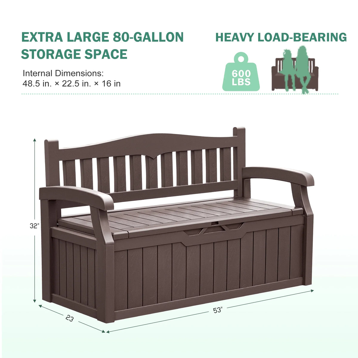 2026 NewHomall 80 Gallon Plastic Storage Bench Made Of Durable Weatherproof Resin And Deck-Box Organized Storage Compartment For Outdoor Patios And Lawns,Black