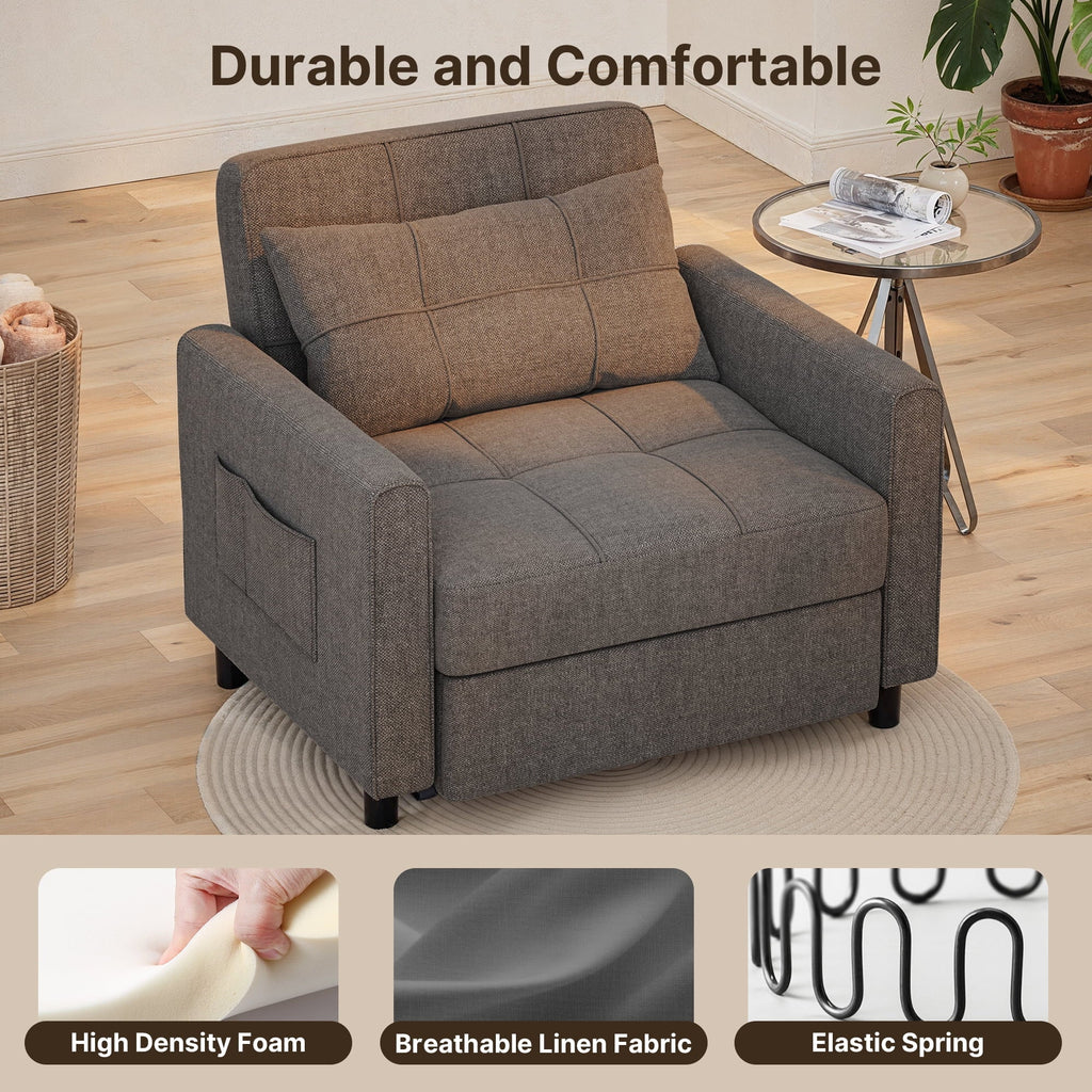 2026 New3 in 1 Convertible Sofa Bed Chair for Living Room, Aiho Sleeper Sofa Bed for Living Room, Dark Gray