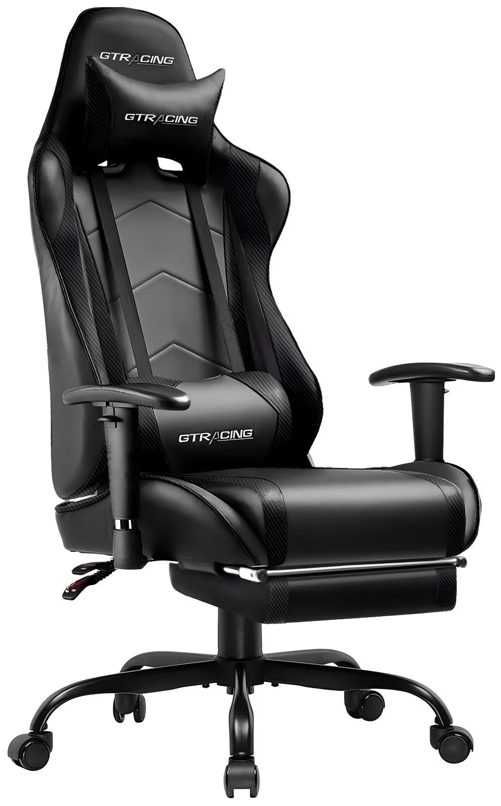 2026 NewGTRACING Gaming Chair, Ergonomic Office Desk Chair with Lumbar Support, PU Leather, Footrest & Adjustable Headrest, Red