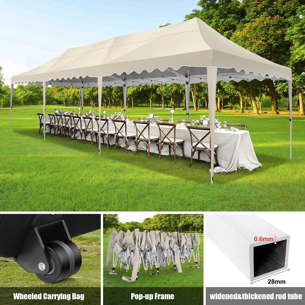 COBIZI 10X20 Pop up Canopy Tent with 6 Removable Side Walls Heavy Duty,Waterproof Adjustable Outdoor Event Party tent Parties,Commercial Instant Portable,Weddings,Camping,with Wheeled Bag,Gray