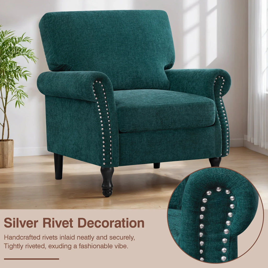 2026 NewCOOLHUT Modern Accent Chair Armchair, Linen Fabric Upholstered Comfy Single Sofa with Solid Wood Frame for Living Room, Gray