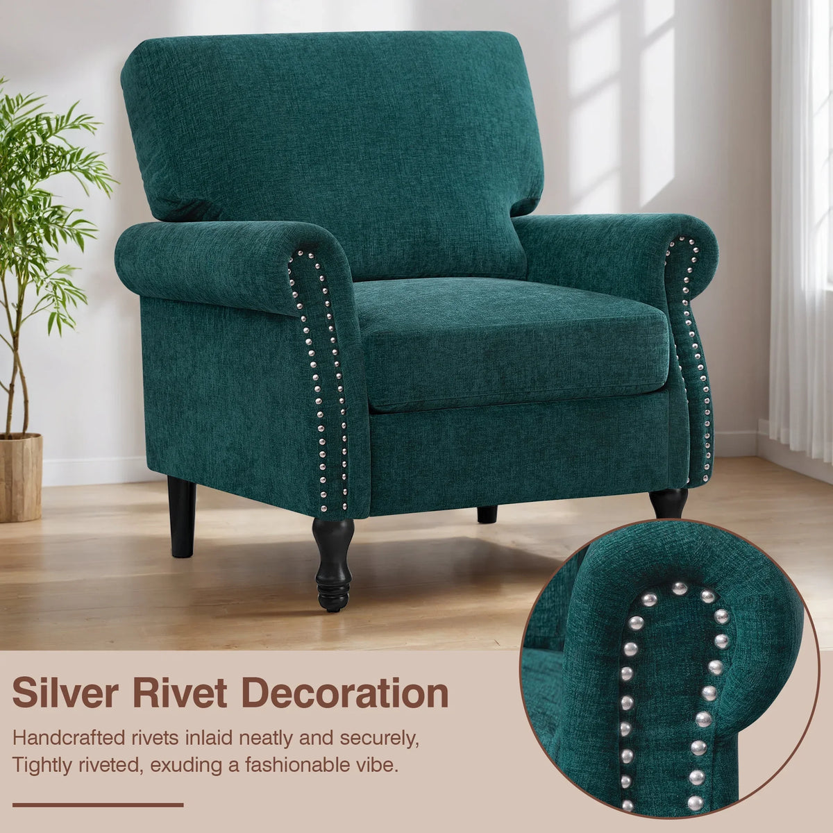 2026 NewCOOLHUT Modern Accent Chair Armchair, Linen Fabric Upholstered Comfy Single Sofa with Solid Wood Frame for Living Room, Gray