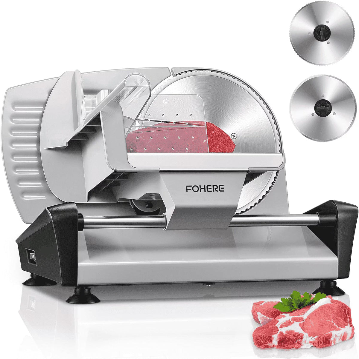 2026 NewFOHERE Meat Slicer Electric Deli Food Slicer with 7.5" Removable Stainless Steel Blade, Cuts Meat, Cheese, Bread, Silver