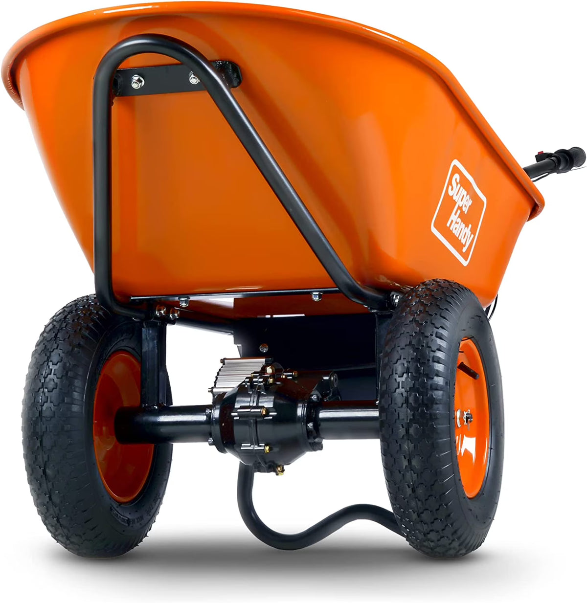 2026 NewSuperHandy Motorized Wheel Barrow - Electric Self-Propulsion, 48V 2Ah Battery, 330lb Capacity, 4 Cu. Ft Tub, DUMP
