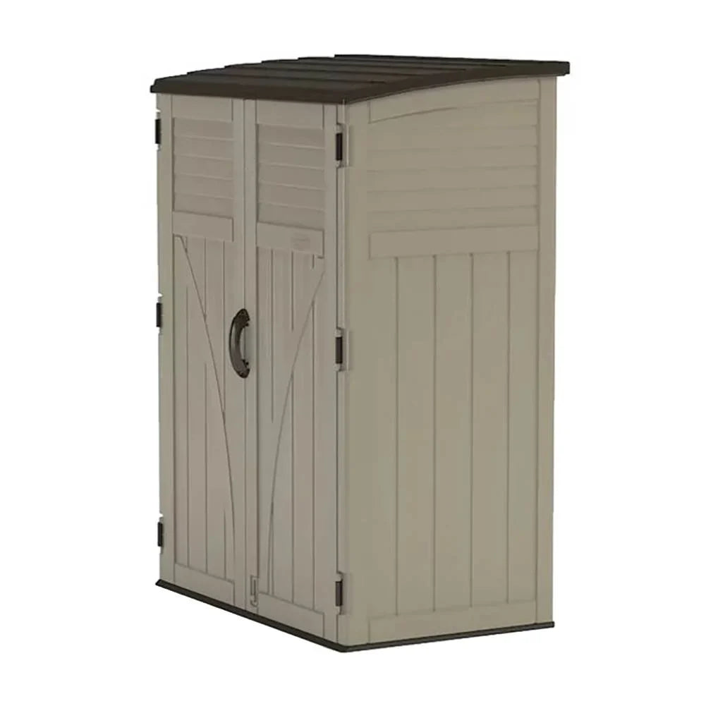 2026 NewSuncast Large Vertical Shed for Storing Oudoor Tools, & Equipment, Sand