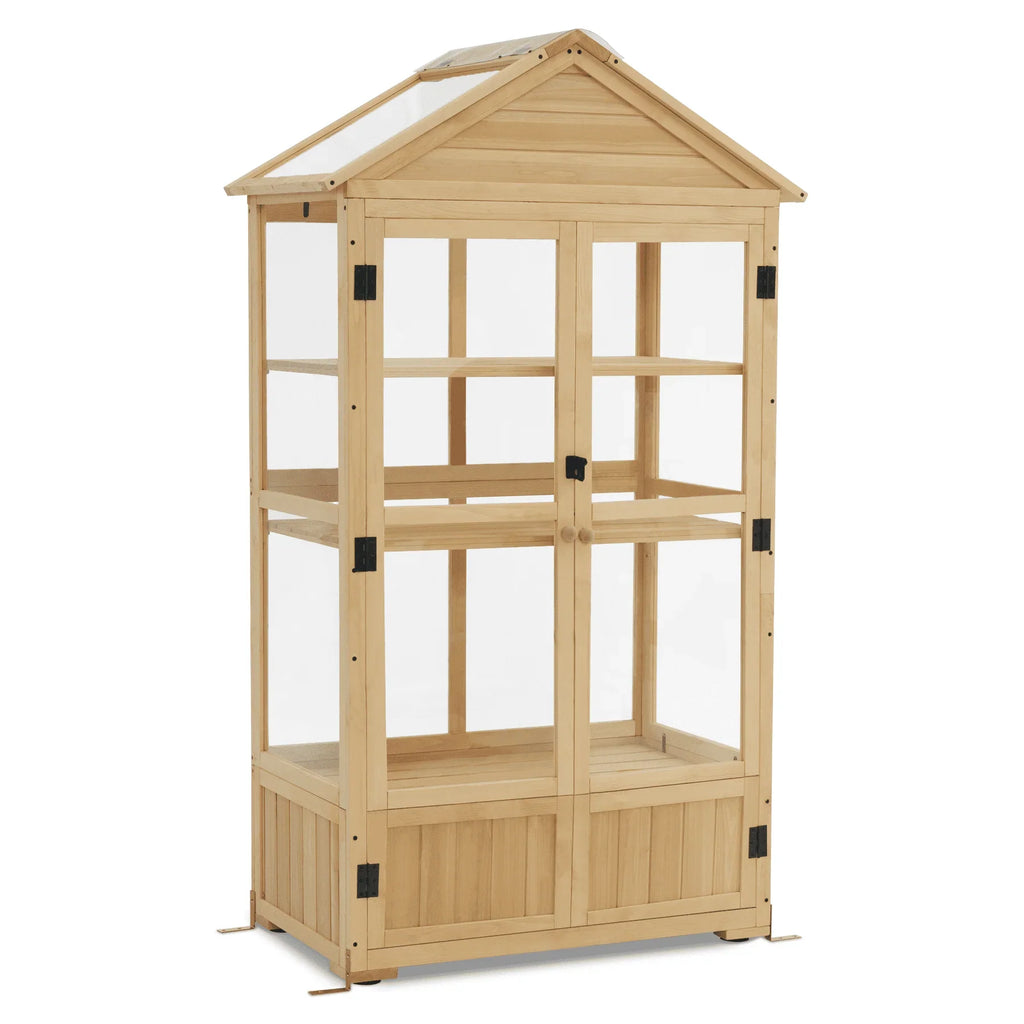 2026 NewMCombo Cold Frame Greenhouse, 3 tier Wooden Greenhouse Cabinet with Adjustable Shelf, Garden Cold Frame Shed for Outdoor Indoor Use, 0847