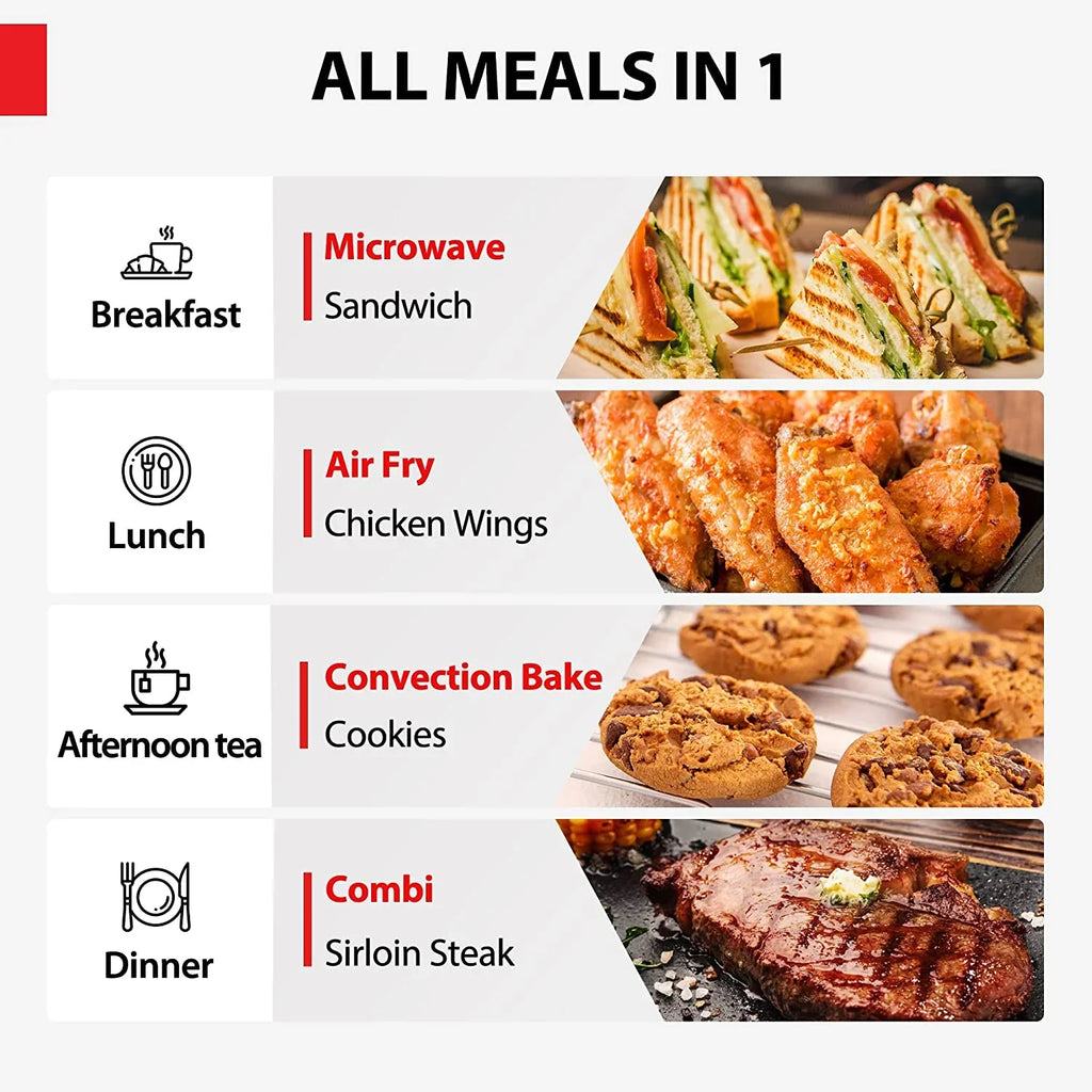 2026 NewTOSHIBA 7-in-1 Countertop Microwave Oven Air Fryer Combo, Inverter, Convection, Broil, Speedy Combi, Even Defrost, Humidity Sensor, Mute Function, 27 Auto Menu&47 Recipes, 1.0 cu.ft/30QT, 1000W