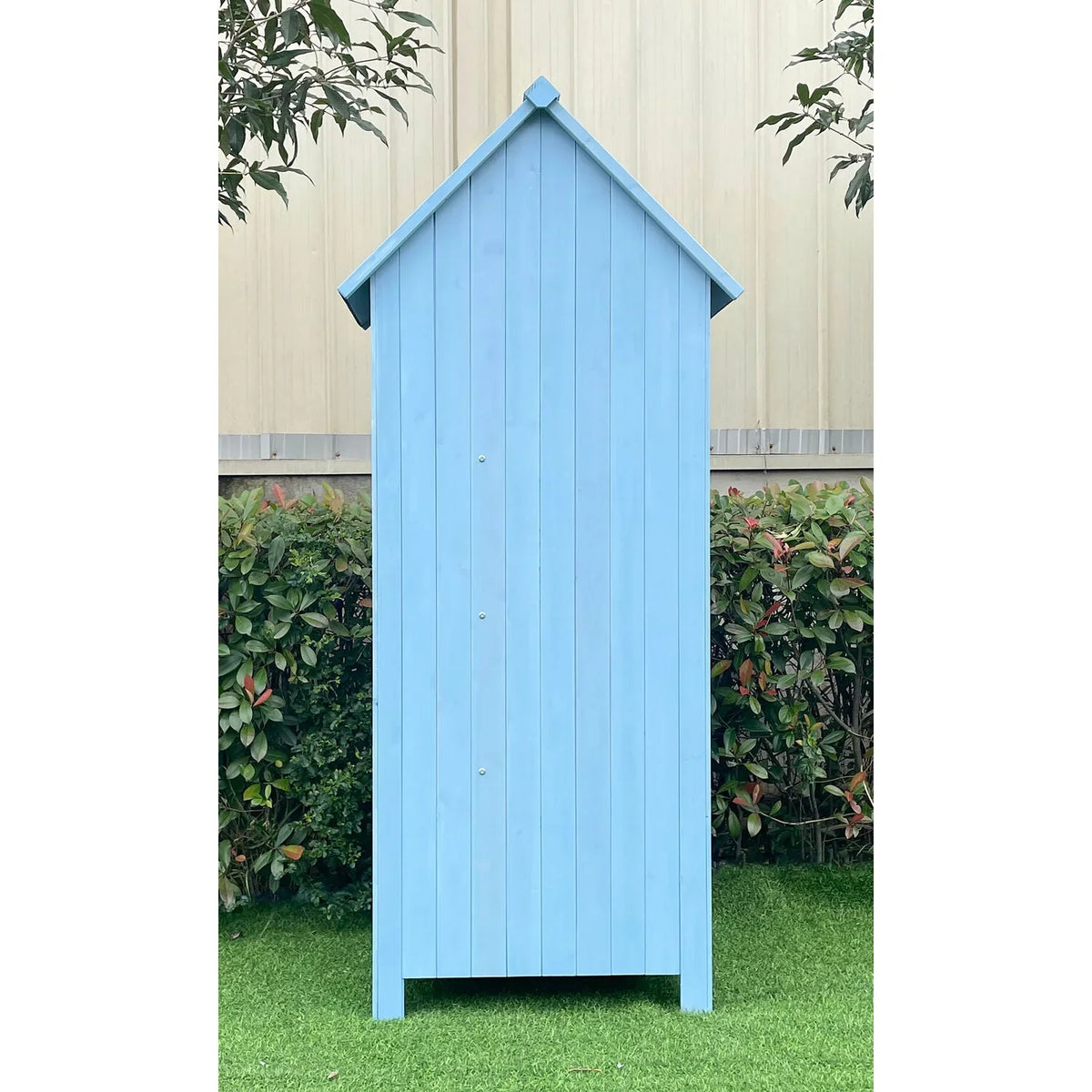 2026 NewHanover Sturdy Durable Waterproof Wood Outdoor Vertical Storage Shed, 70.40"x 30.30"x21.30", Blue