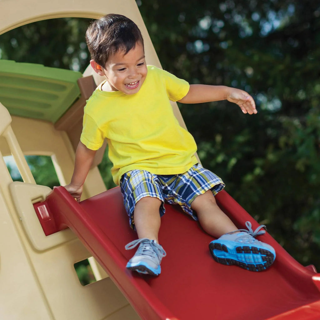 2026 NewStep2 Neighborhood Fun Center Brown Playhouse with Slide Plastic Kids Outdoor Toys
