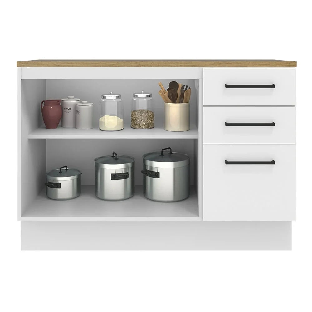 2026 NewMadesa Hazel Kitchen Storage Buffet Base Cabinet with Adjustable Feet 47 Inch Engineered Wood Slab Doors Painted Finish Floor Mount Removable Plinth - White