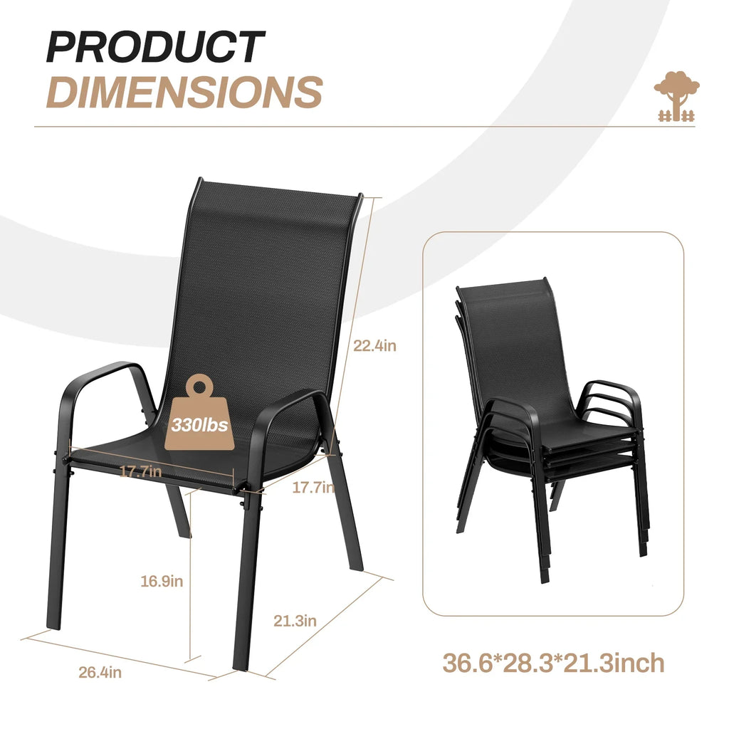 2026 NewArlopu 8Pcs Patio Dining Chairs Outdoor Stackable Armrest Chairs for Lawn Garden Backyard