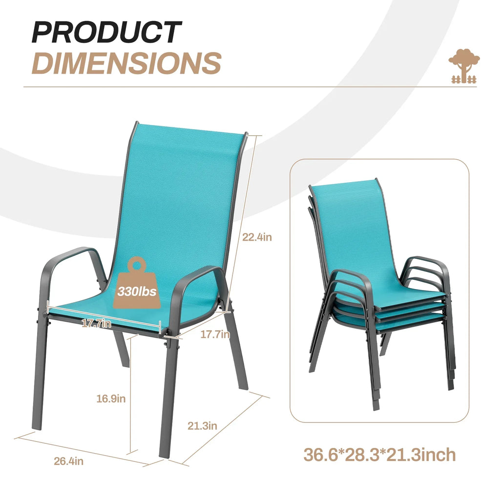 2026 NewArlopu 8Pcs Patio Dining Chairs Outdoor Stackable Armrest Chairs for Lawn Garden Backyard