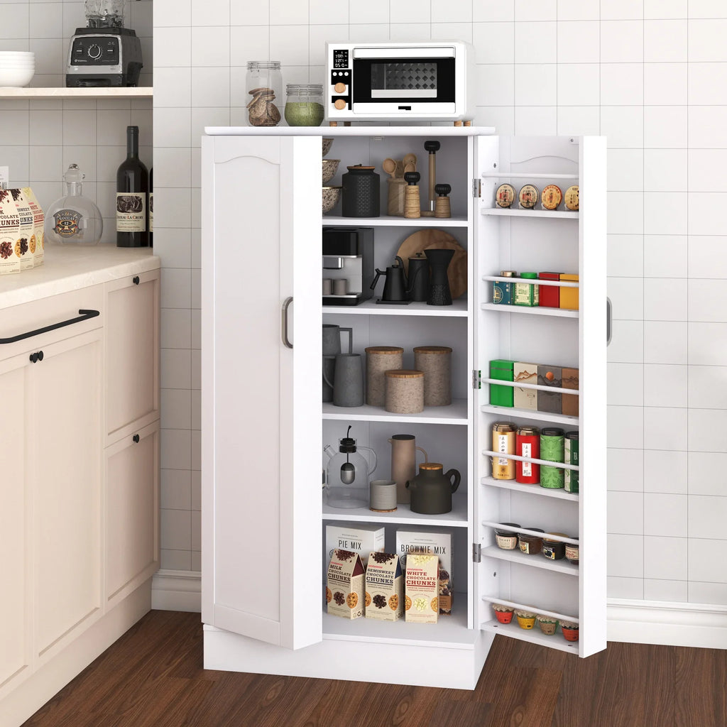 2026 New47 Kitchen Pantry Cabinet, White Buffet Cupboards Sideboard with Doors & Adjustable Shelves, Kitchen