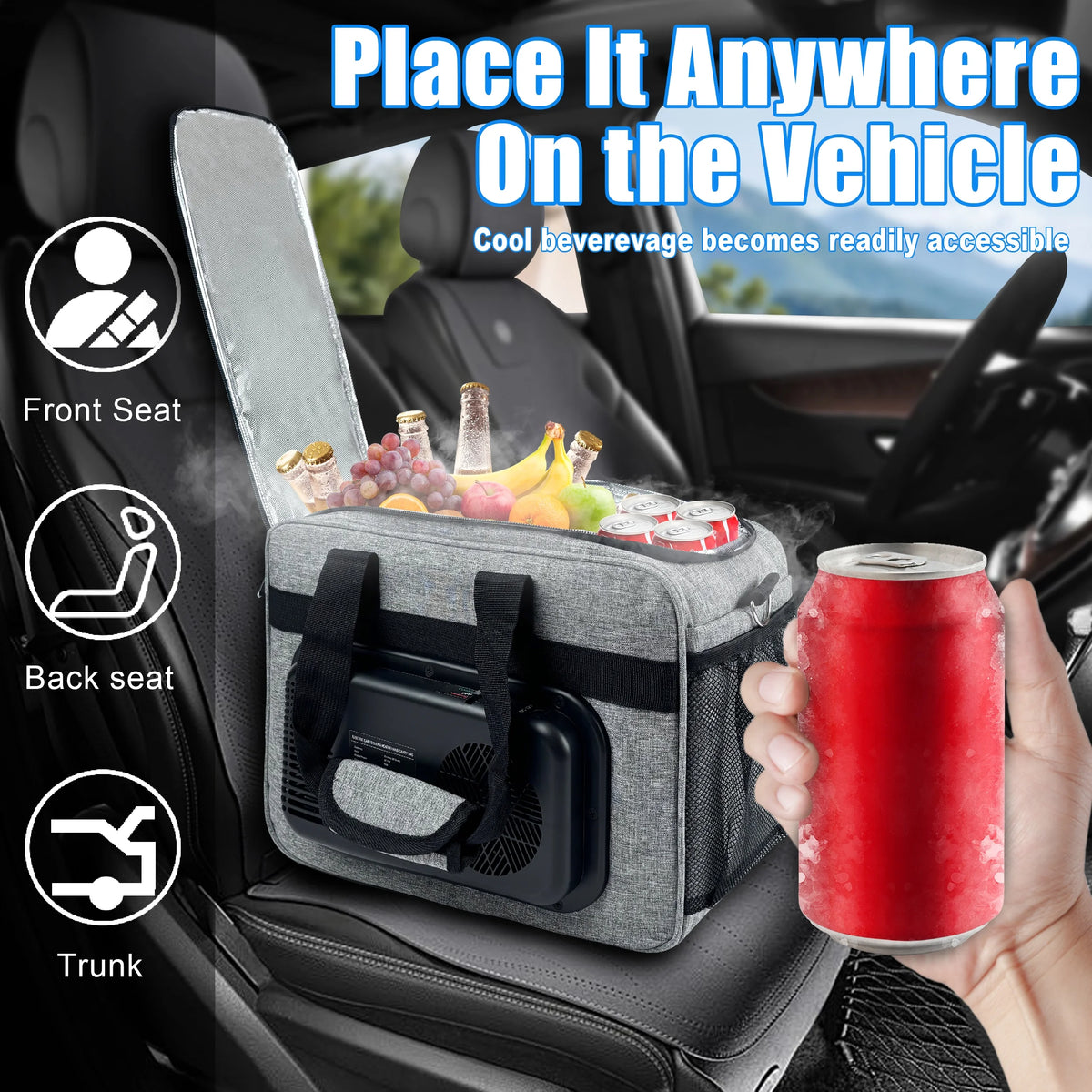 26 Quarts Foldable Portable Cooler & Heater Bag, Powered 12 Volt AC/DC Compatible, Ideal for Vehicle Travel and Outdoor Use-25L Gray-