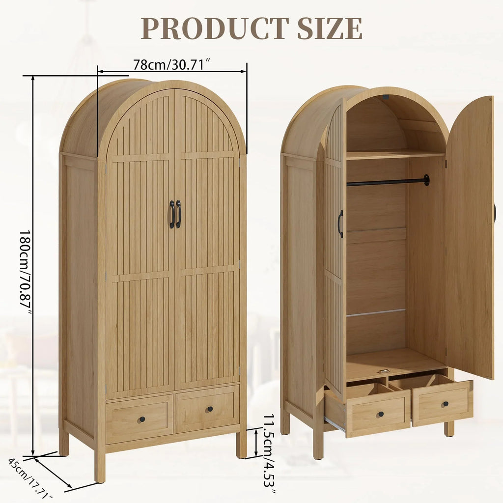 2026 NewArmoire Wardrobe Closet, Bedroom Armoire with Drawers, Wood Wardrobe Storage Cabinets