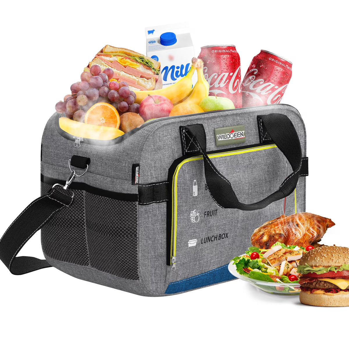26 Quarts Foldable Portable Cooler & Heater Bag, Powered 12 Volt AC/DC Compatible, Ideal for Vehicle Travel and Outdoor Use-25L Gray-