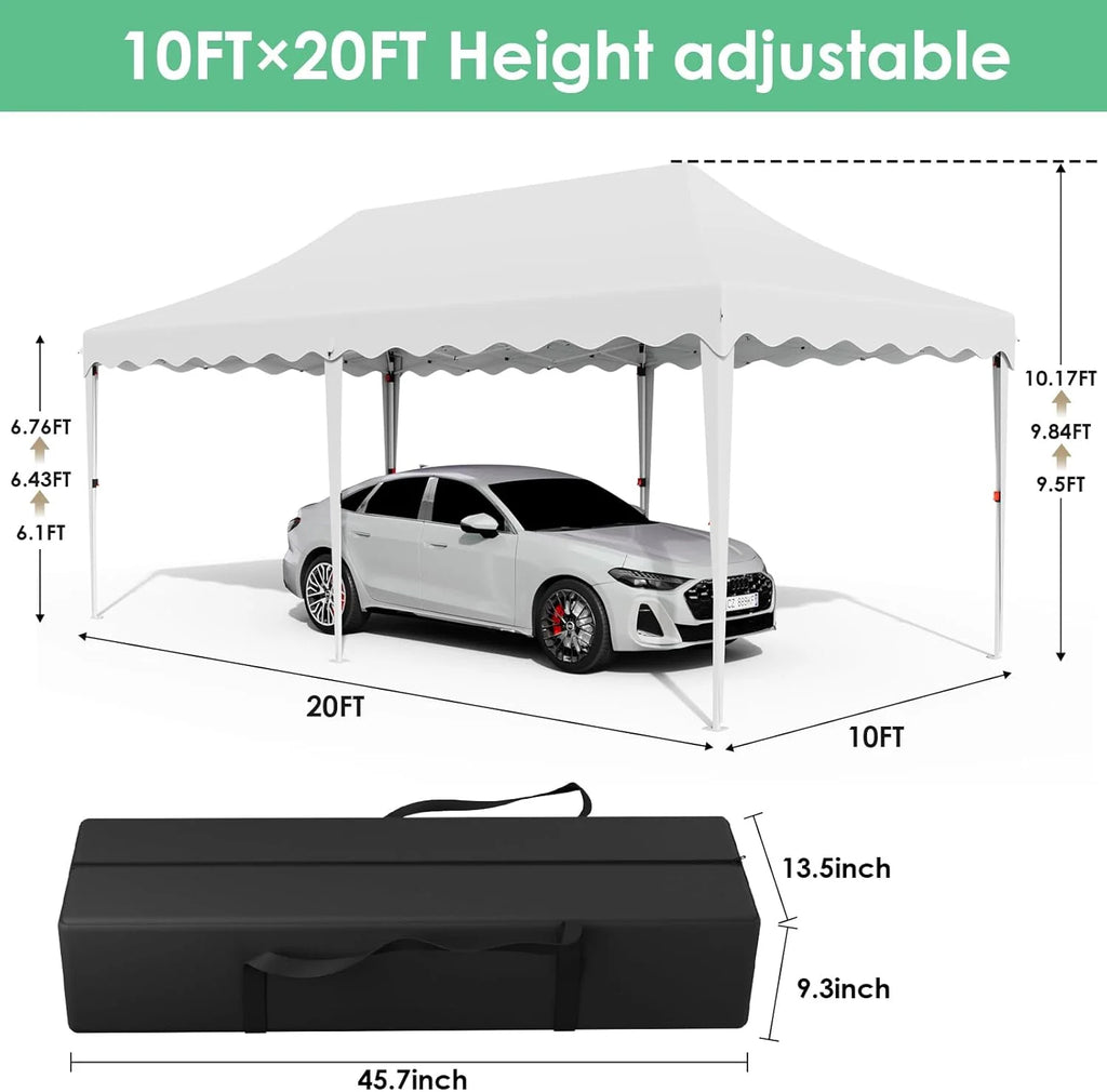 LAZY BUDDY 10'x20' Pop up Canopy Tent with 6 Sidewalls, Heavy Duty Outdoor Canopy Tent Commercial Instant Folding Sun Shelter for Party, Wedding, Camping