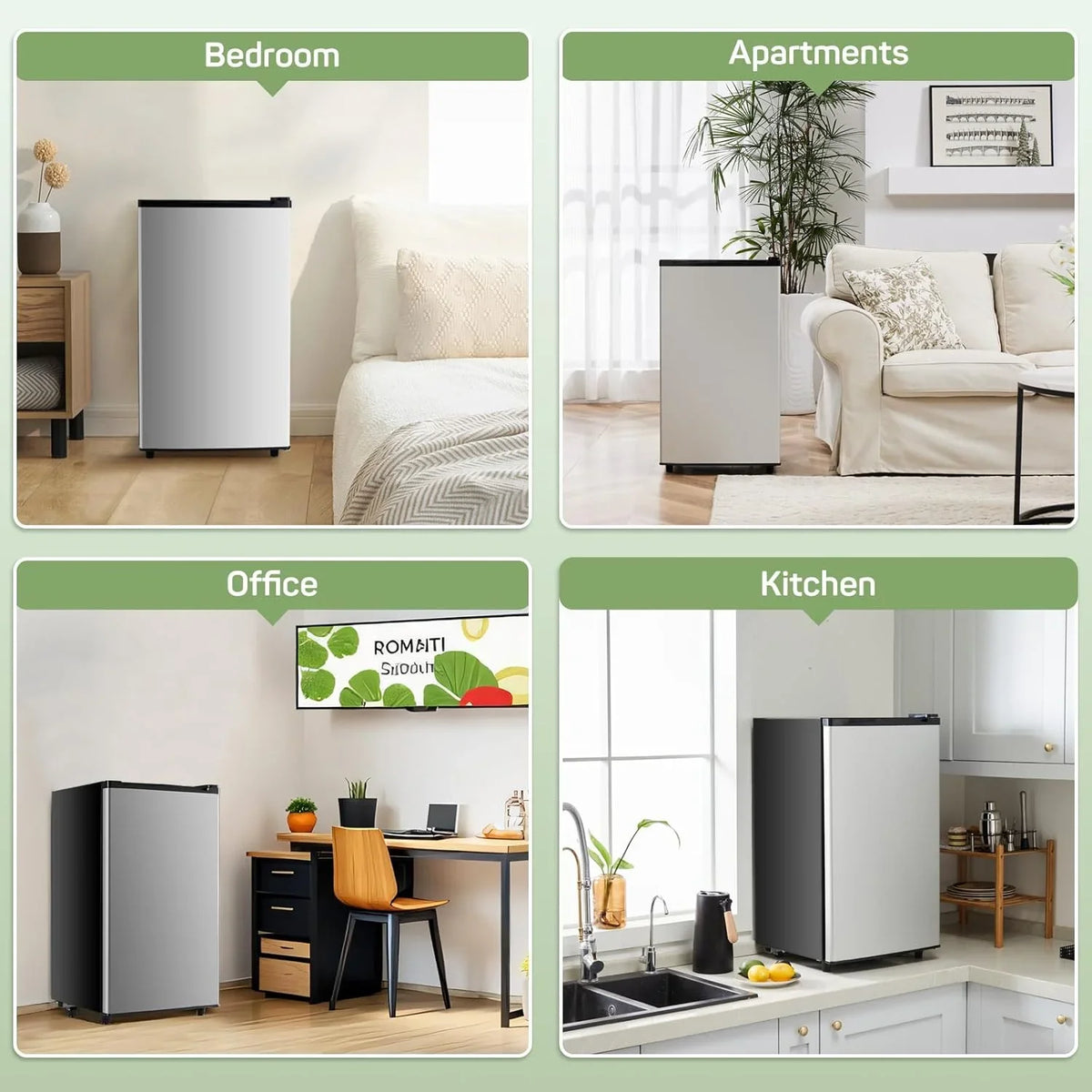 2026 NewMini Fridge for Bedroom 3.2 Cu.Ft Small Refrigerator with Freezer for Dorm Office, Compact Single Door Adjustable Thermostat Low Noise,Black