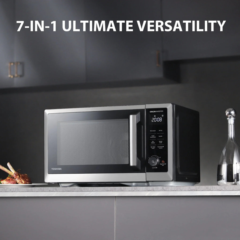 2026 NewTOSHIBA 7-in-1 Countertop Microwave Oven Air Fryer Combo, Inverter, Convection, Broil, Speedy Combi, Even Defrost, Humidity Sensor, Mute Function, 27 Auto Menu&47 Recipes, 1.0 cu.ft/30QT, 1000W