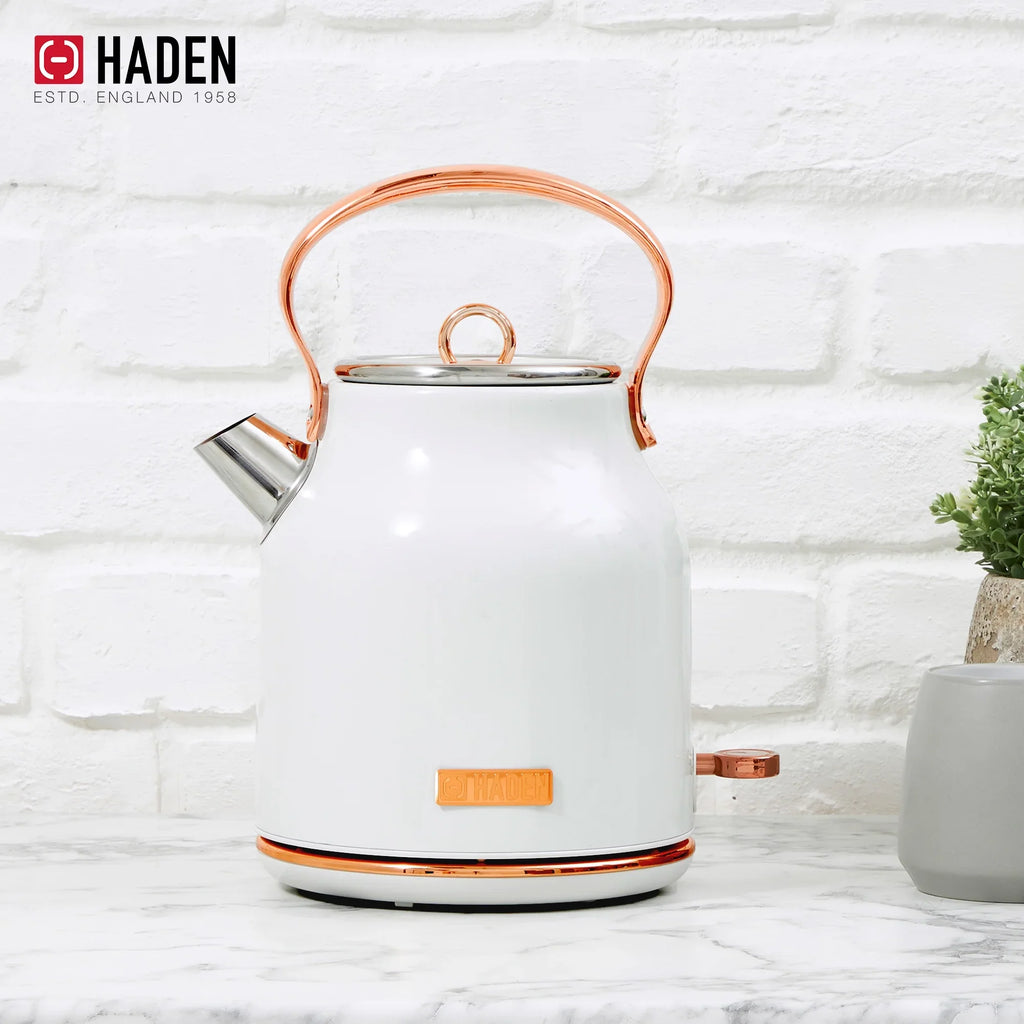 2026 NewHaden Heritage 1500 1.7 Electric Kettle, Matte Black Finish with Copper Accents