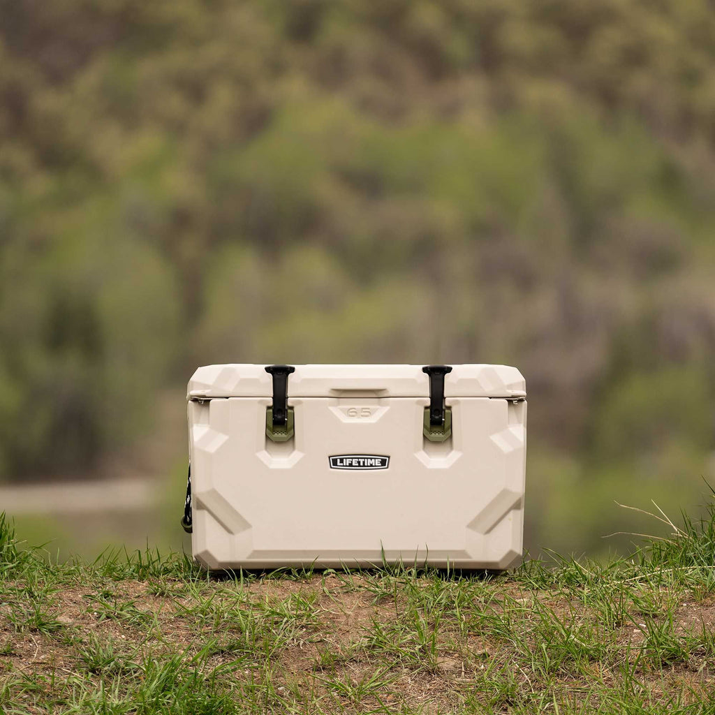 Lifetime 65 qt Bear-Resistant Camping Cooler, Premium High Performance, Ice Retention, Hard Cooler, 75 Can Capacity, Arctic White (90997)