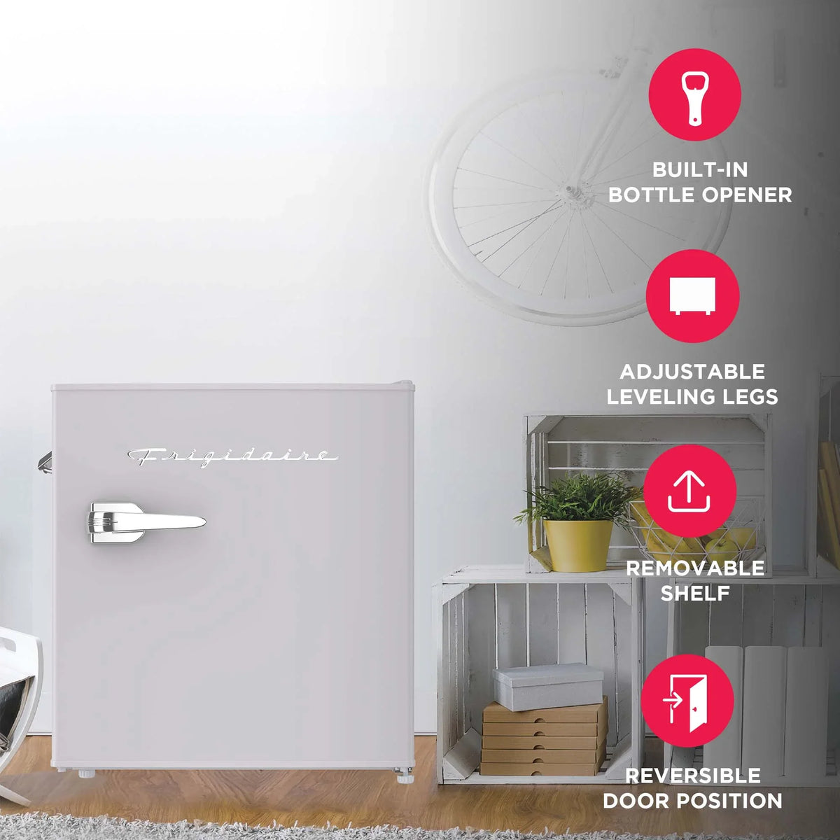 2026 NewFrigidaire 1.6 Cu ft. Retro Compact Refrigerator with Side Bottle Opener, Coral