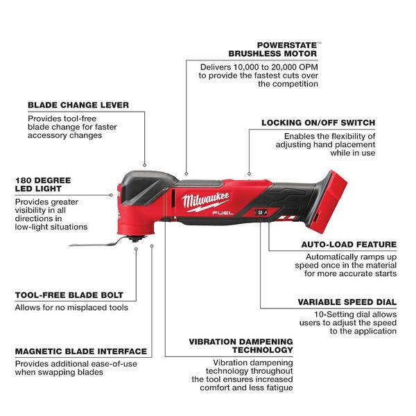 M18 FUEL GEN-2 18V Lithium-Ion Brushless Cordless SAWZALL Reciprocating Saw W/ Oscillating Multi-Tool (Tool-Only)