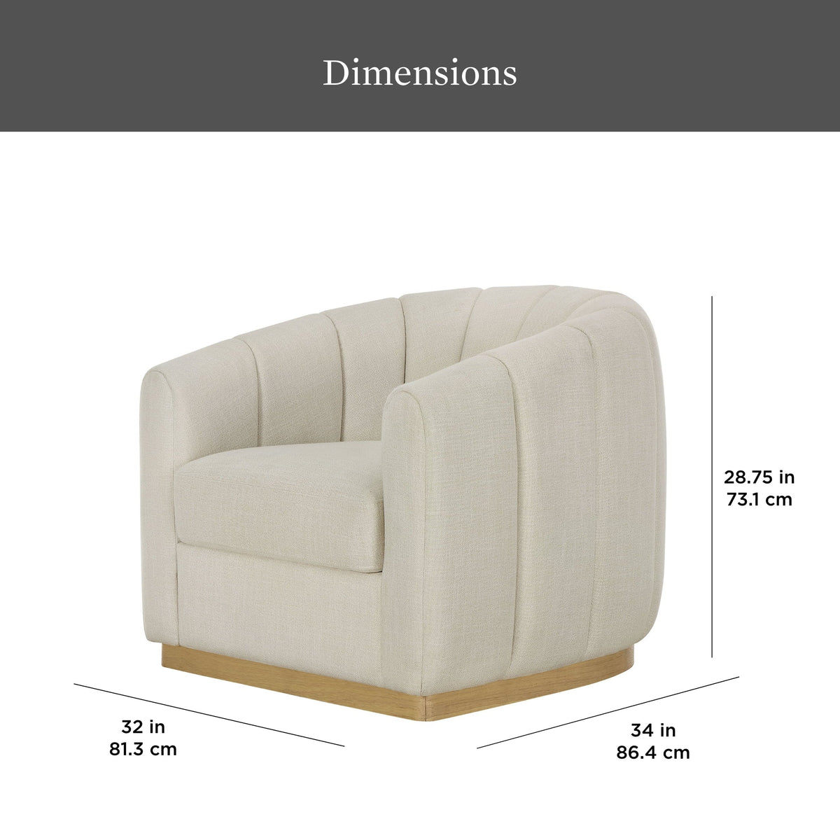 2026 NewBetter Homes & Gardens Lillian Accent Swivel Chair, Cream Linen