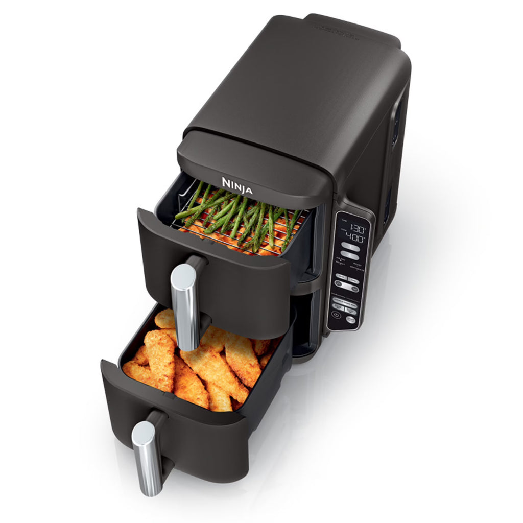 2026 NewNinja DoubleStack XL 2-Basket Air Fryer, DoubleStack Technology Cooks 4 Foods at Once, Space Saving Design, 10 QT, 4-in-1, Smart Finish & Match Cook, SL400