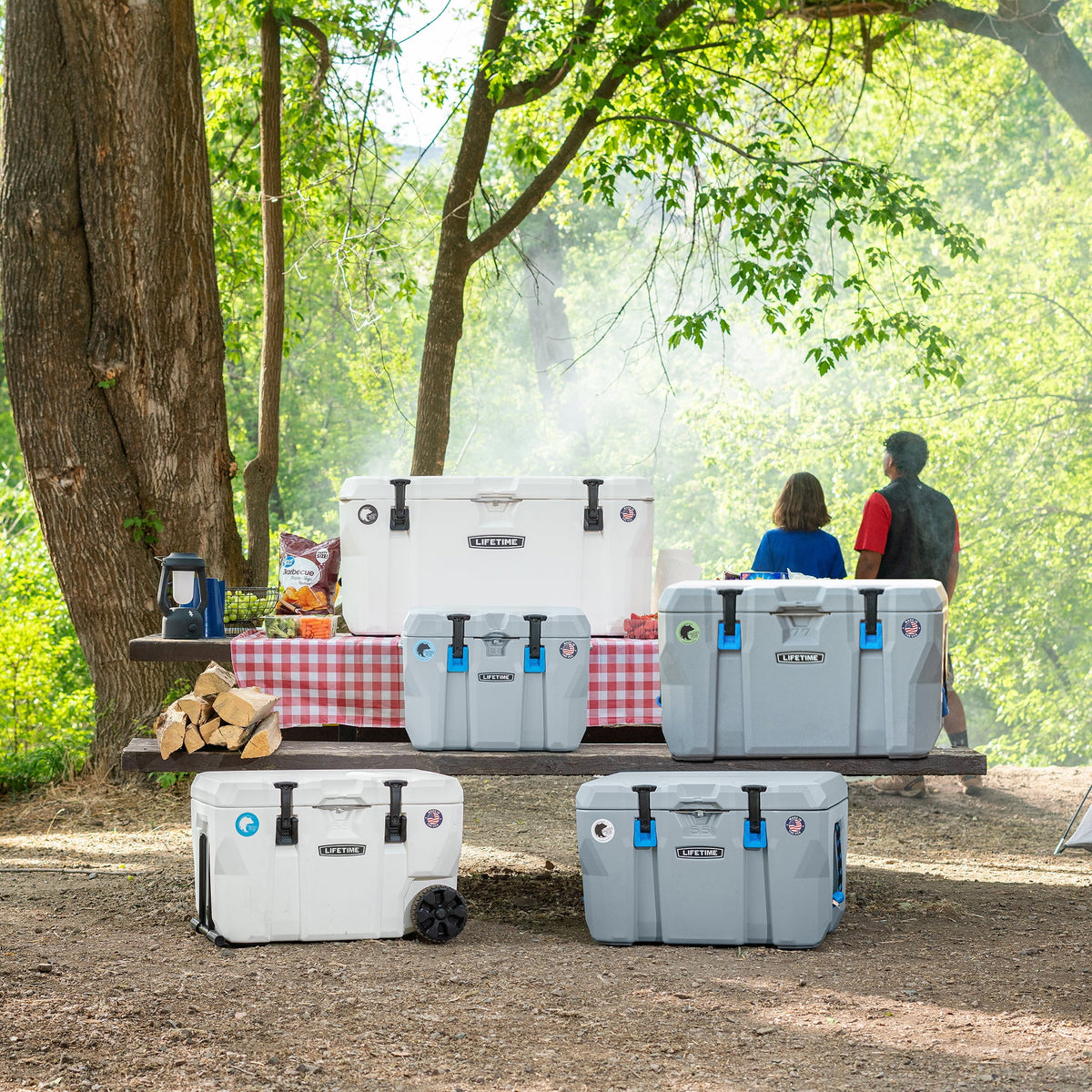 Lifetime 65 qt Bear-Resistant Camping Cooler, Premium High Performance, Ice Retention, Hard Cooler, 75 Can Capacity, Arctic White (91108)