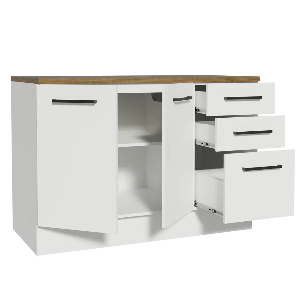 2026 NewMadesa Hazel Kitchen Storage Buffet Base Cabinet with Adjustable Feet 47 Inch Engineered Wood Slab Doors Painted Finish Floor Mount Removable Plinth - White