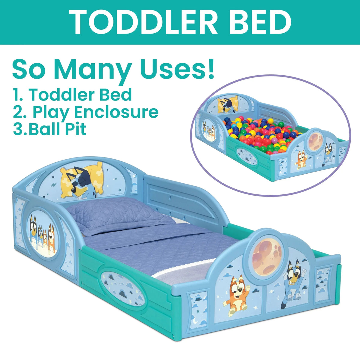 2026 NewBluey 3-Piece Toddler Bedroom Set by Delta Children, Blue