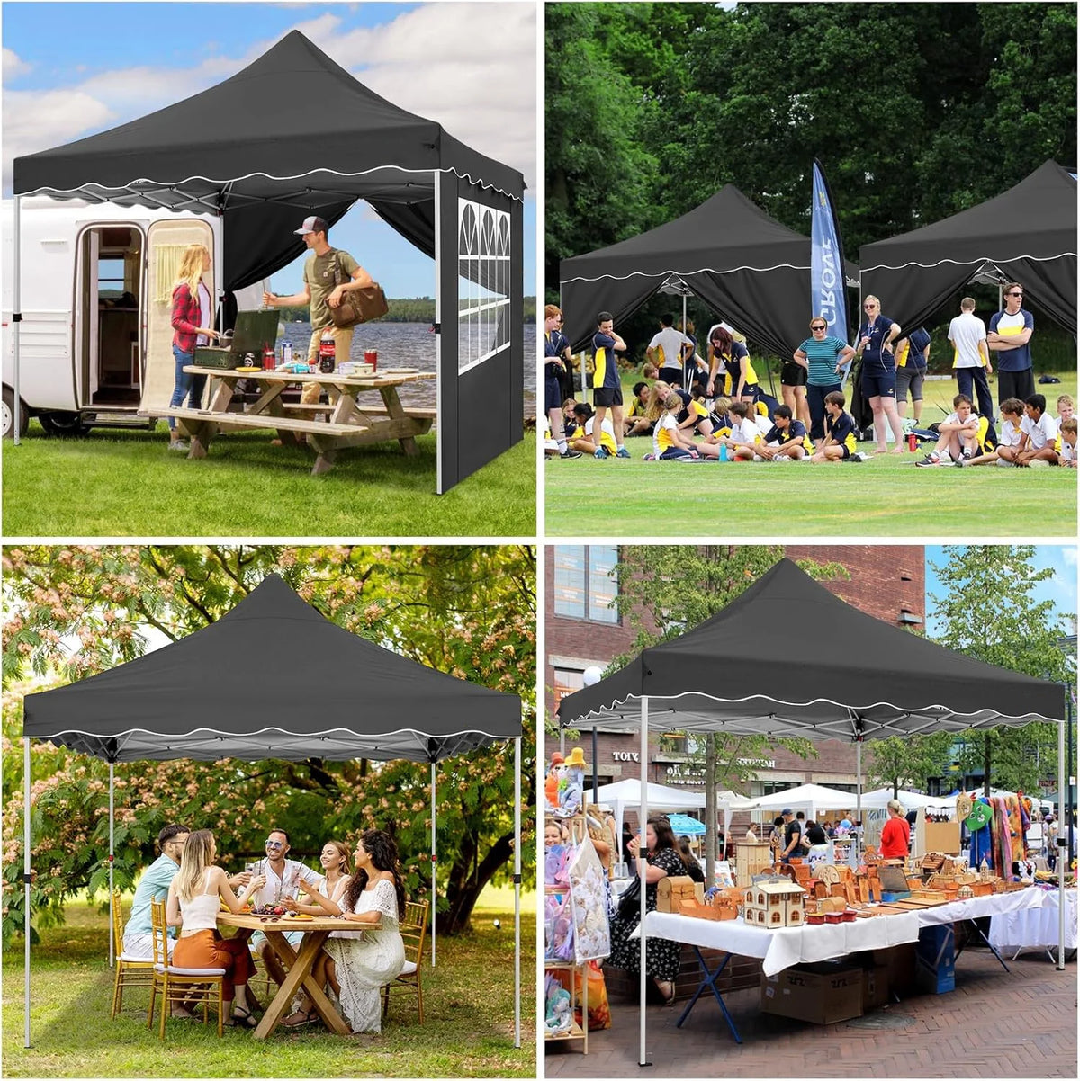 COBIZI 10X20 Pop up Canopy Tent with 6 Removable Side Walls Heavy Duty,Waterproof Adjustable Outdoor Event Party tent Parties,Commercial Instant Portable,Weddings,Camping,with Wheeled Bag,Gray