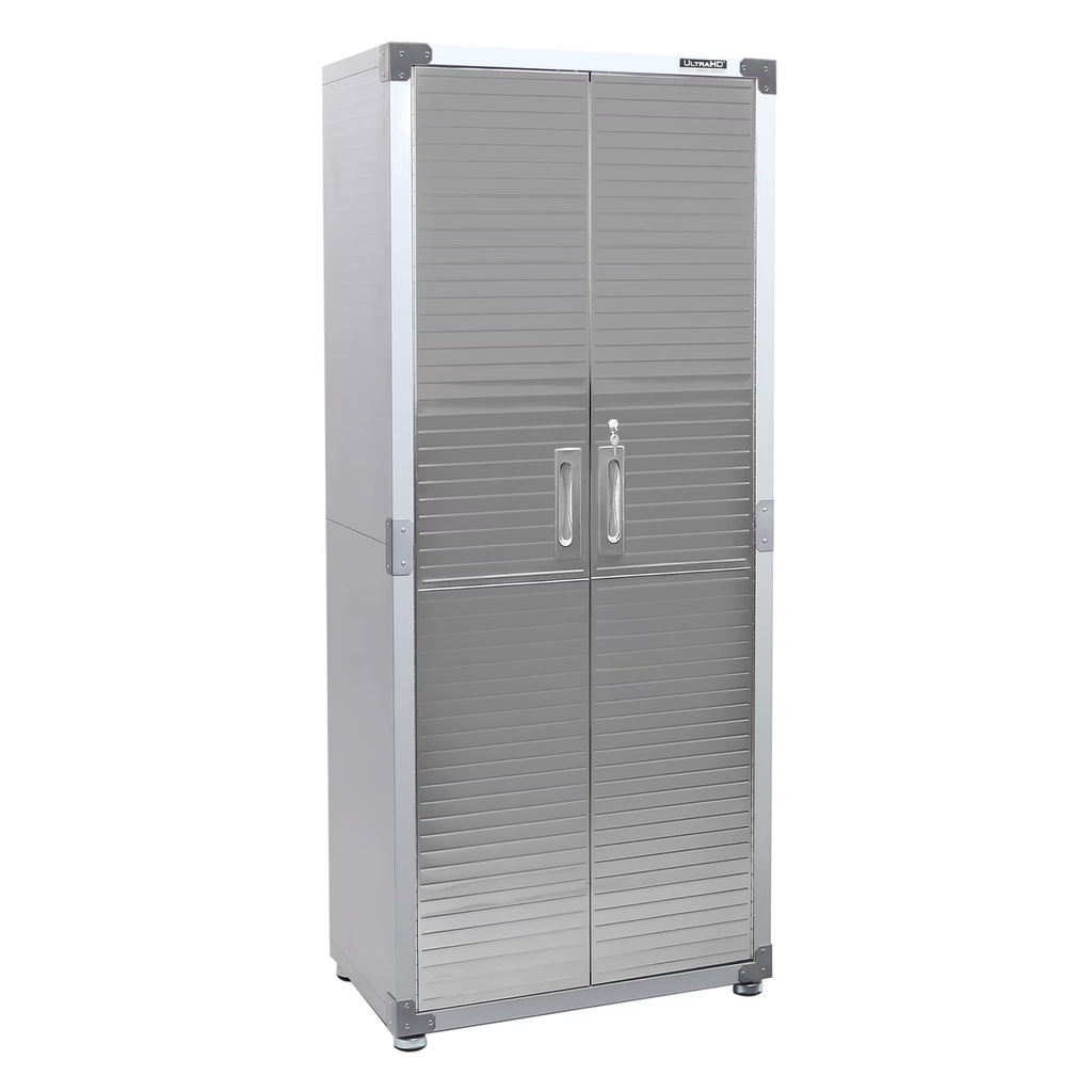 Seville Classics UltraHD Steel Body Lockable Storage Cabinet Organizer Locker Shelving Unit, Graphite, 30" W x 18" D x 72" H