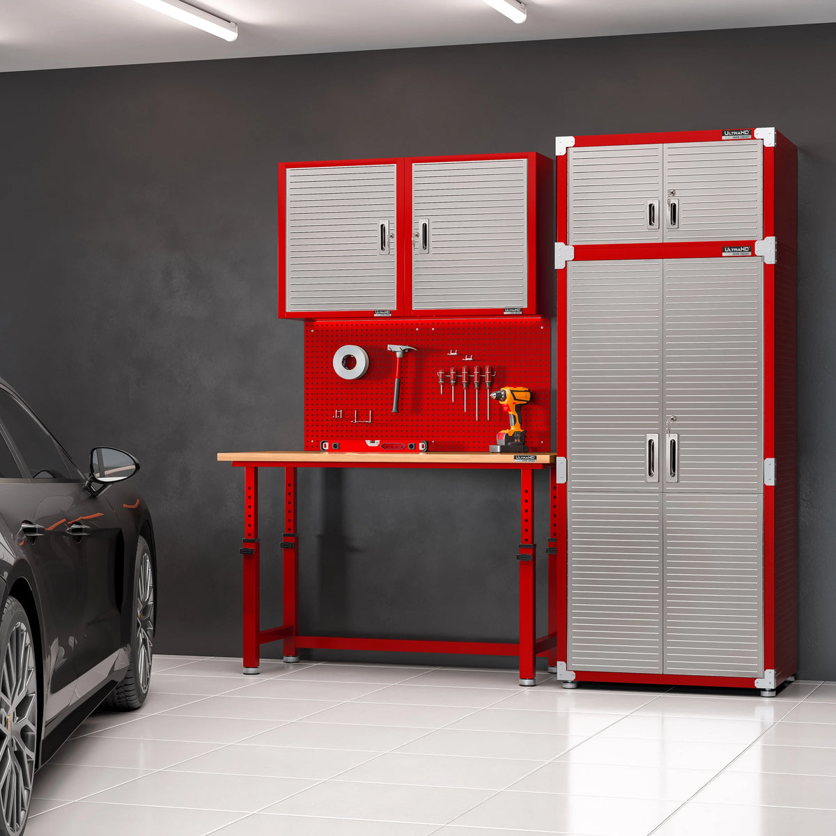 Seville Classics UltraHD Steel Body Lockable Storage Cabinet Organizer Locker Shelving Unit, Graphite, 30" W x 18" D x 72" H