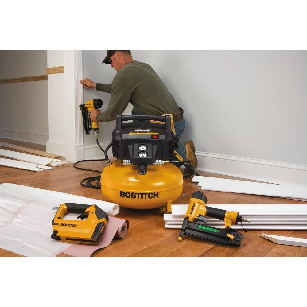 Bostitch BTFP3KIT 3-Piece Nailer/ 0.8 HP 6 Gallon Oil-Free Pancake Air Compressor Combo Kit