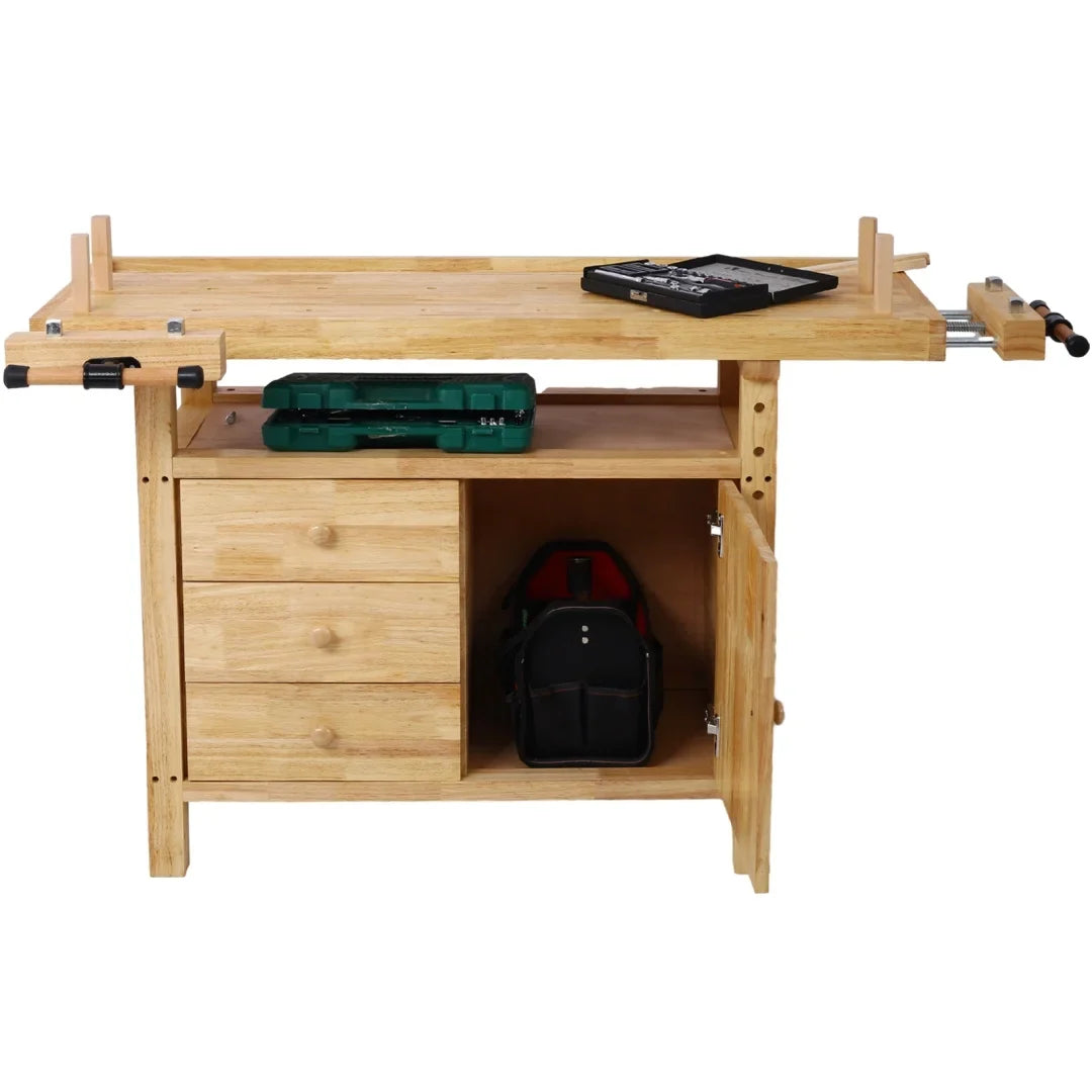 2026 NewWorkbench, Work Bench, Versatile and Functional Wooden Workstation, Work Table for Garage Workshop and Home, 55"L*24.5"W*33"H, Natural