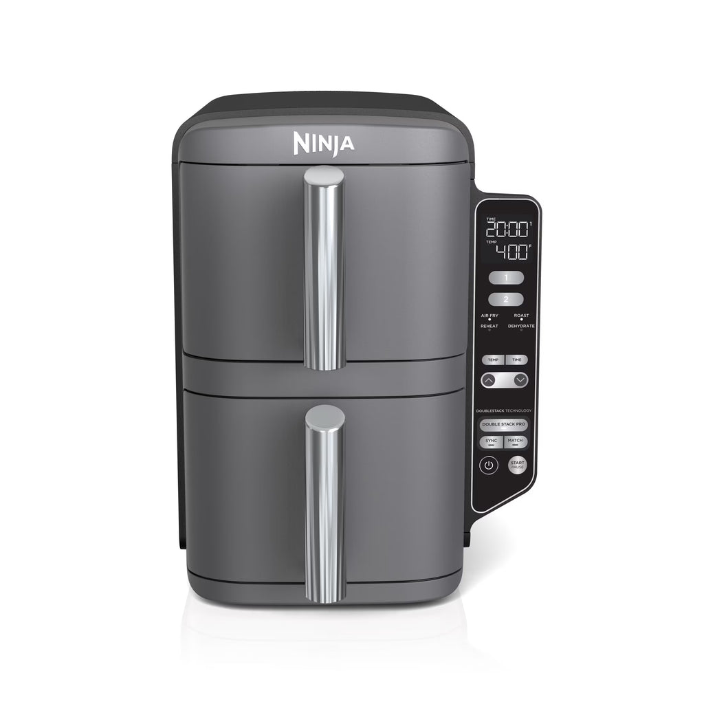 2026 NewNinja DoubleStack XL 2-Basket Air Fryer, DoubleStack Technology Cooks 4 Foods at Once, Space Saving Design, 10 QT, 4-in-1, Smart Finish & Match Cook, SL400