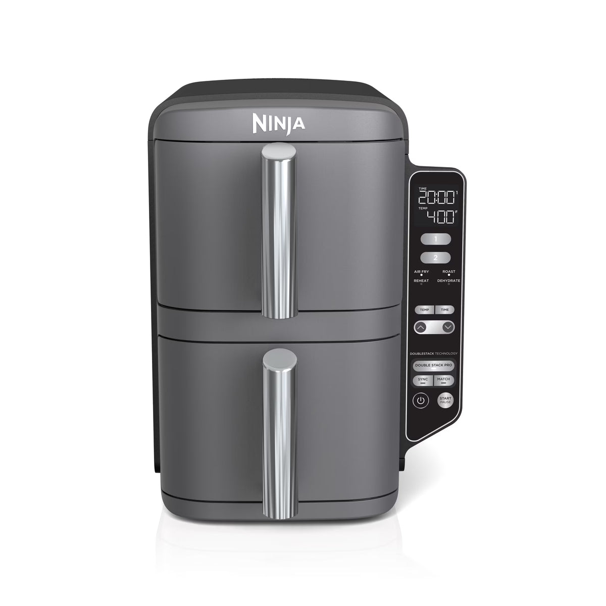 2026 NewNinja DoubleStack XL 2-Basket Air Fryer, DoubleStack Technology Cooks 4 Foods at Once, Space Saving Design, 10 QT, 4-in-1, Smart Finish & Match Cook, SL400