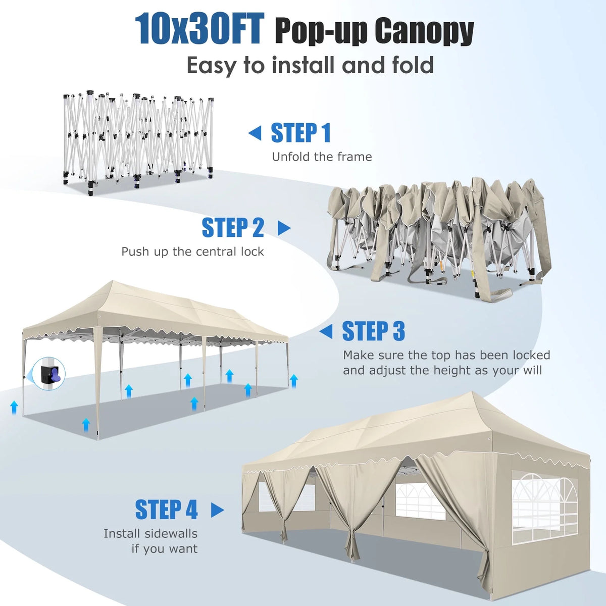 COBIZI 10X20 Pop up Canopy Tent with 6 Removable Side Walls Heavy Duty,Waterproof Adjustable Outdoor Event Party tent Parties,Commercial Instant Portable,Weddings,Camping,with Wheeled Bag,Gray
