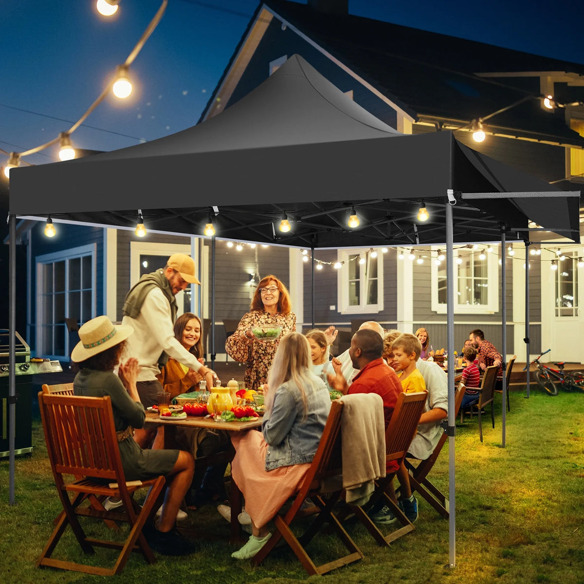 COBIZI 10x20 Pop Up Canopy Heavy Duty Party Tent with Removable Awning and Sidewalls,Easy Up Outdoor Wedding Canopy,Gazebo All Season Windproof&Waterproof with Roller Bag UPF 50+,Black