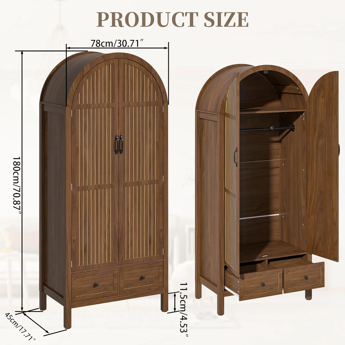 2026 NewArmoire Wardrobe Closet, Bedroom Armoire with Drawers, Wood Wardrobe Storage Cabinets