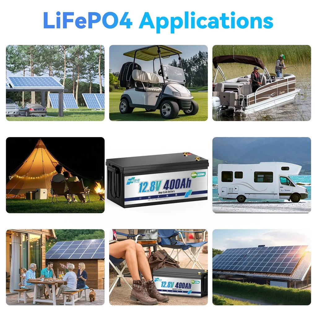 2026 New12V 400Ah LiFePO4 Lithium Battery,5120Wh,3200W Max,15000+ Deep Cycles Group 8D Battery,for RV Solar Fishing Trolling Motor Marine,Built in 200A BMS