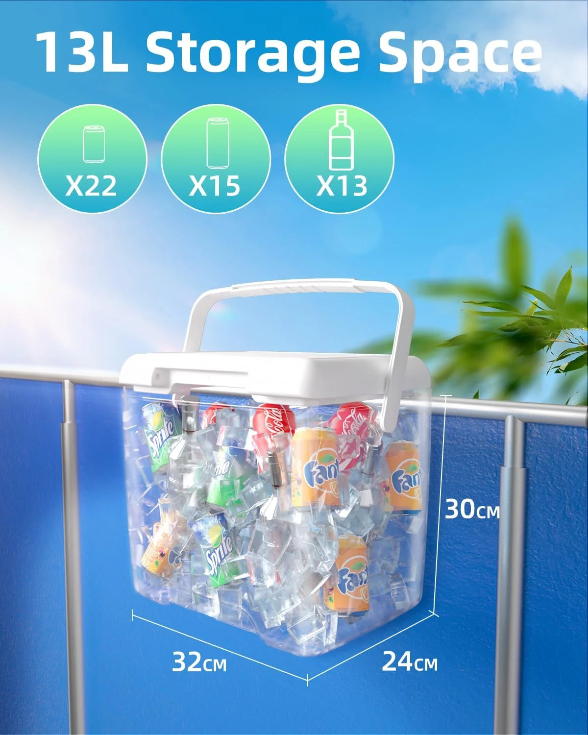 Pool Cooler-Small Coolers Hard Shell for Above Ground Pools Accessories,Portable Ice Chest Poolside Coolers with Handle,Swimming Pool Bar,Outdoor Chill Boxs Insulated for Travel Beach Camping