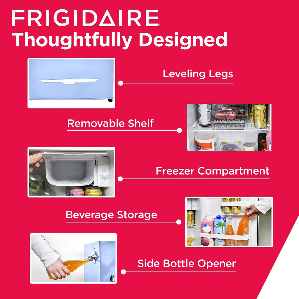 2026 NewFrigidaire 1.6 Cu ft. Retro Compact Refrigerator with Side Bottle Opener, Coral