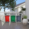 2026 NewAukfa 7.3' W Outdoor Garbage Bin Storage, Metal Storage Shed for 3 Trash Cans Tools, Waterproof Trash Can Storage