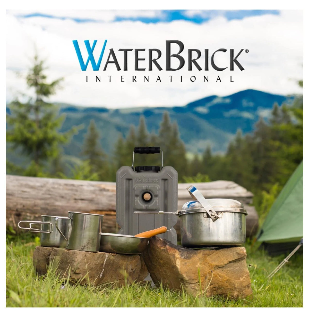 International Water Storage Containers for Emergency Water Storage | 4-Pack of Stackable 3.5 Gallon Water Container Bricks | Food-Grade HDPE Plastic | BPA- | STD Tan
